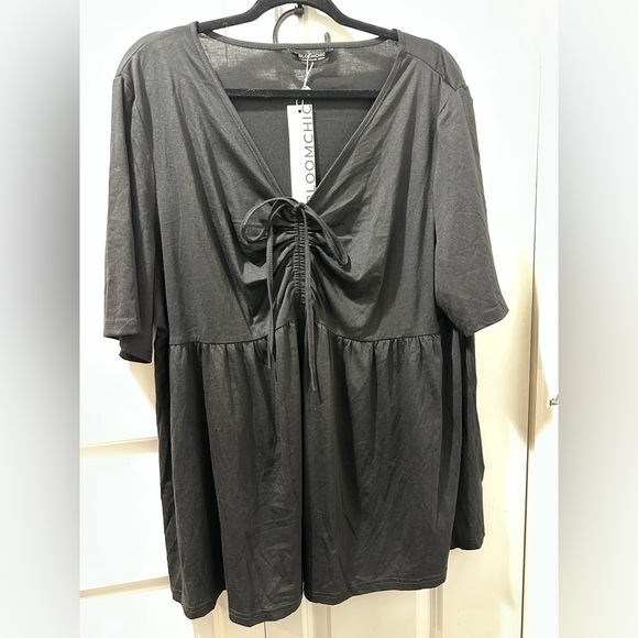 Bloomchic Plus Size Solid Drawstring Ruched Knit Top - Picture 6 of 8